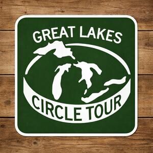 Great Lakes Circle Tour Road Sign Travel Midwest Wisconsin Michigan Minnesota IL